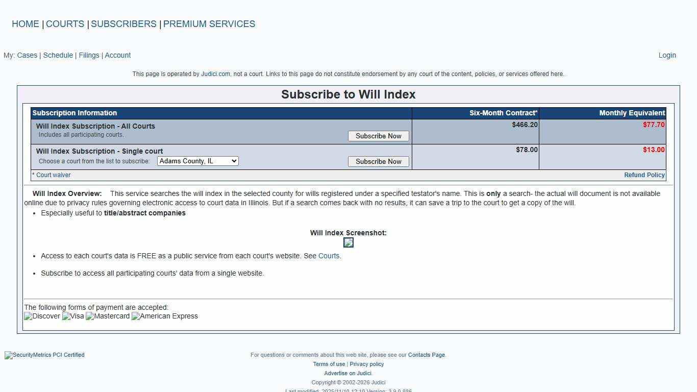 Judici Premium Services Pricing